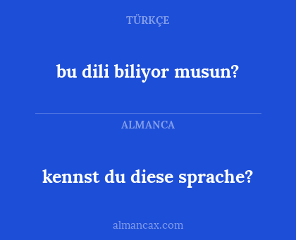 kennst du diese sprache? - bu dili biliyor musun?