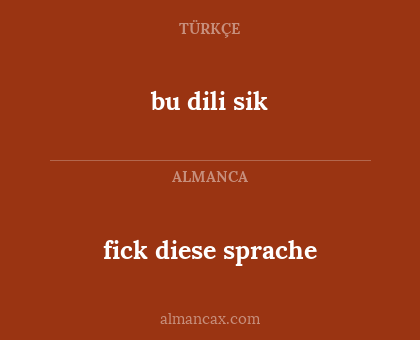 fick diese sprache - bu dili sik