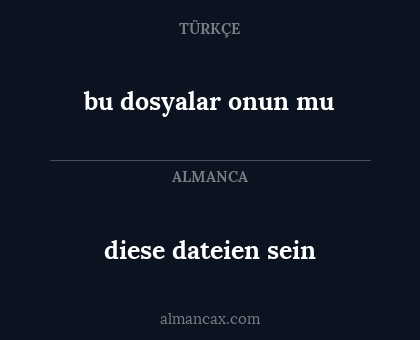 diese dateien sein - bu dosyalar onun mu