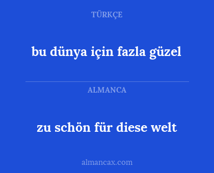 bu dünya için fazla güzel - zu schön für diese welt