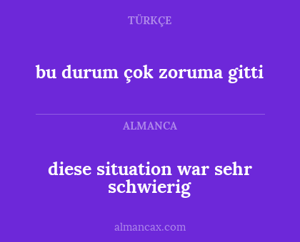 diese situation war sehr schwierig - bu durum çok zoruma gitti
