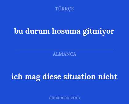 bu durum hosuma gitmiyor - ich mag diese situation nicht