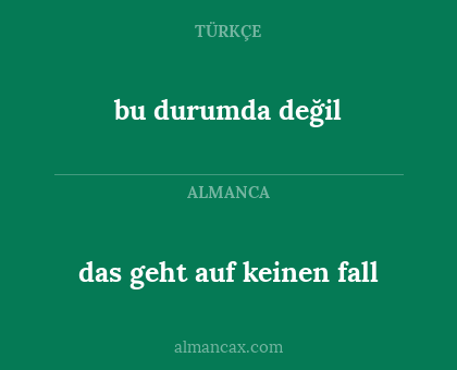 bu durumda değil - das geht auf keinen fall