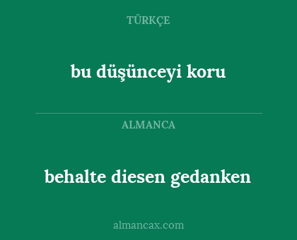 bu düşünceyi koru - behalte diesen gedanken