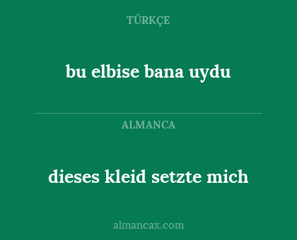 bu elbise bana uydu - dieses kleid setzte mich