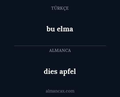 dies apfel - bu elma