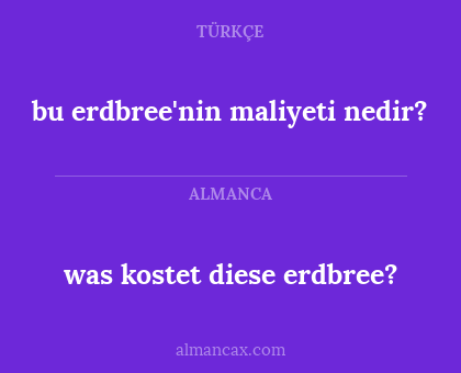 was kostet diese erdbree? - bu erdbree'nin maliyeti nedir?