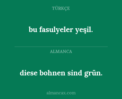 diese bohnen sind grün. - bu fasulyeler yeşil.