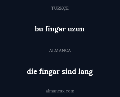 die fingar sind lang - bu fingar uzun
