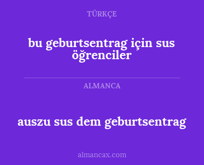 auszu sus dem geburtsentrag - bu geburtsentrag için sus öğrenciler