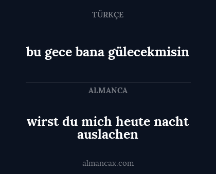 wirst du mich heute nacht auslachen - bu gece bana gülecekmisin