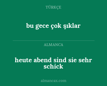 bu gece çok şıklar - heute abend sind sie sehr schick