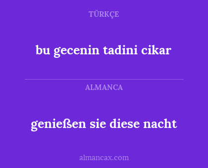 genießen sie diese nacht - bu gecenin tadini cikar
