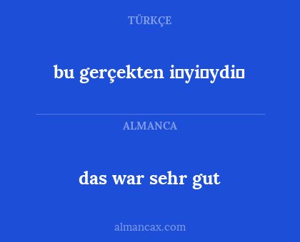 das war sehr gut - bu gerçekten i̇yi̇ydi̇