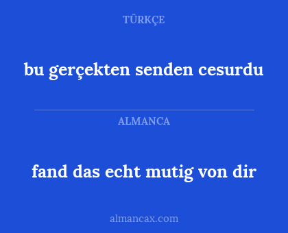 bu gerçekten senden cesurdu - fand das echt mutig von dir