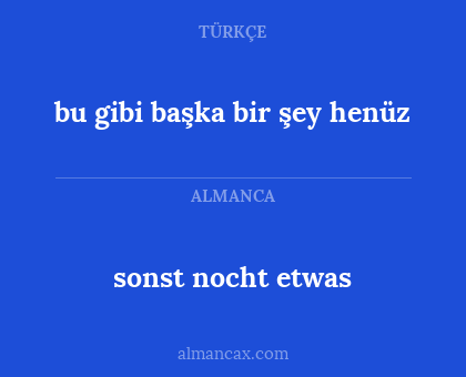 sonst nocht etwas - bu gibi başka bir şey henüz