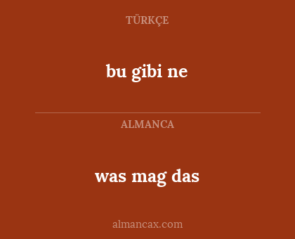 bu gibi ne - was mag das