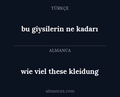 bu giysilerin ne kadarı - wie viel these kleidung