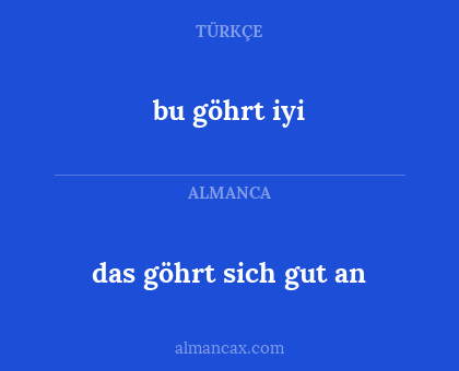 bu göhrt iyi - das göhrt sich gut an