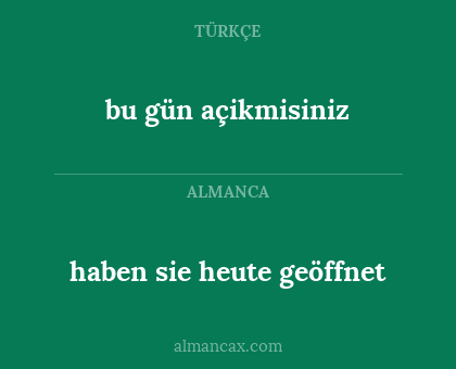 bu gün açikmisiniz - haben sie heute geöffnet