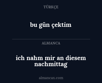 ich nahm mir an diesem nachmittag - bu gün çektim