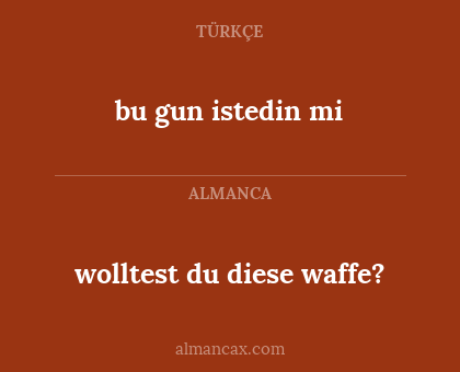 bu gun istedin mi - wolltest du diese waffe?