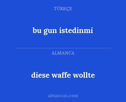 diese waffe wollte - bu gun istedinmi