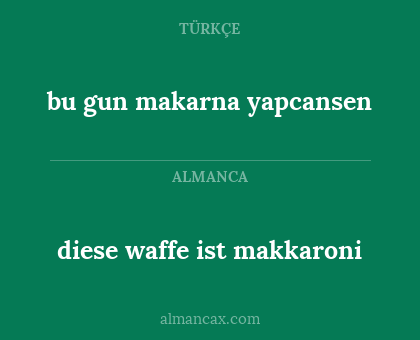 diese waffe ist makkaroni - bu gun makarna yapcansen
