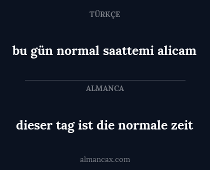 dieser tag ist die normale zeit - bu gün normal saattemi alicam