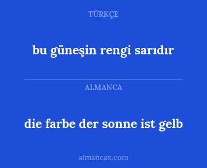 bu güneşin rengi sarıdır - die farbe der sonne ist gelb