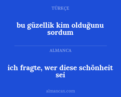 bu güzellik kim olduğunu sordum - ich fragte, wer diese schönheit sei