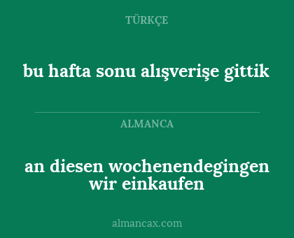 bu hafta sonu alışverişe gittik - an diesen wochenendegingen wir einkaufen