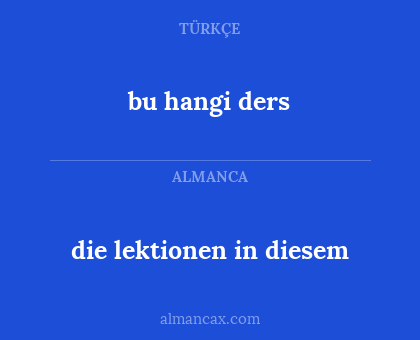 bu hangi ders - die lektionen in diesem