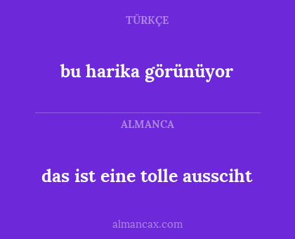 das ist eine tolle aussciht - bu harika görünüyor