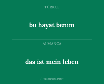 bu hayat benim - das ist mein leben