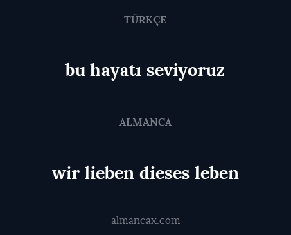 wir lieben dieses leben - bu hayatı seviyoruz
