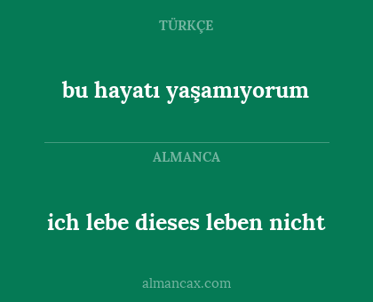 bu hayatı yaşamıyorum - ich lebe dieses leben nicht