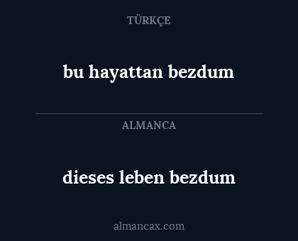 bu hayattan bezdum - dieses leben bezdum