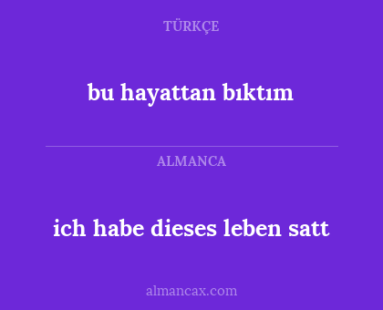 ich habe dieses leben satt - bu hayattan bıktım