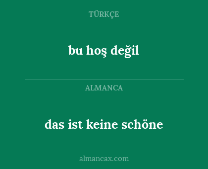 bu hoş değil - das ist keine schöne