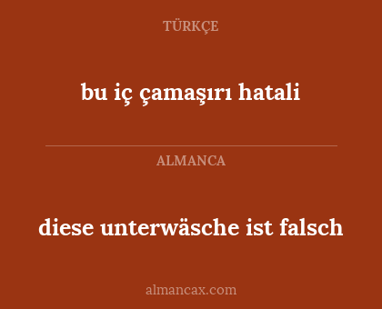 diese unterwäsche ist falsch - bu iç çamaşırı hatali