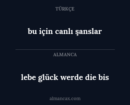 bu için canlı şanslar - lebe glück werde die bis