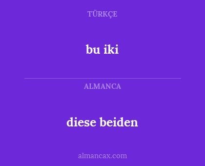 bu iki - diese beiden