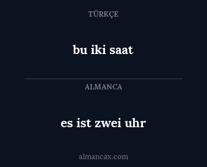 bu iki saat - es ist zwei uhr