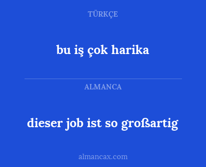 bu iş çok harika - dieser job ist so großartig