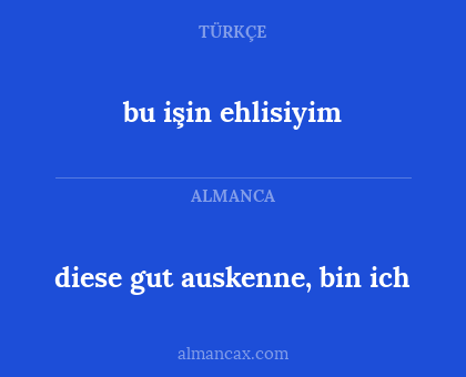 bu işin ehlisiyim - diese gut auskenne, bin ich