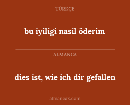 dies ist, wie ich dir gefallen - bu iyiligi nasil öderim
