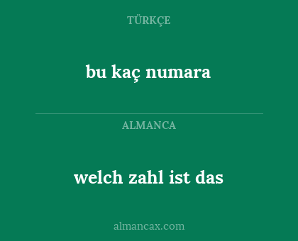 bu kaç numara - welch zahl ist das