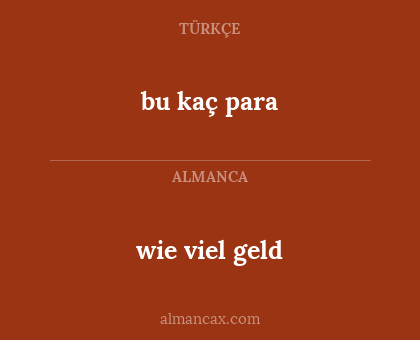 bu kaç para - wie viel geld