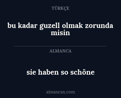 sie haben so schöne - bu kadar guzell olmak zorunda misin